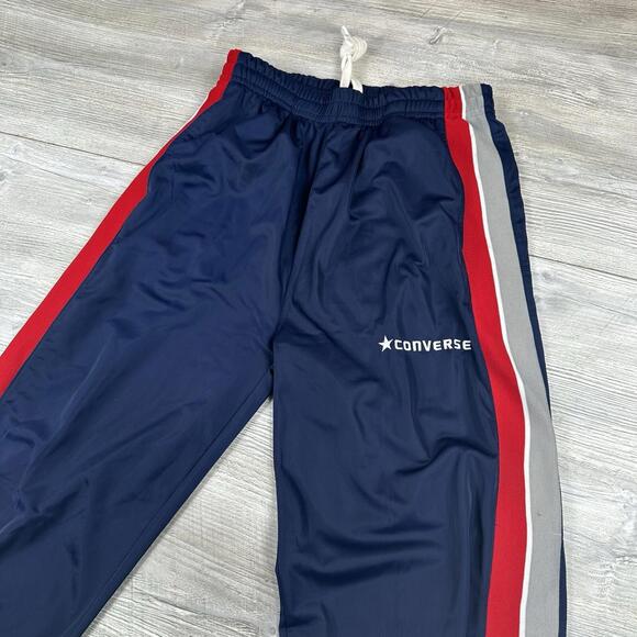 VTG Converse Joggers Mens Large Navy Blue Red Gray Striped Track Sweat Poly 90s - Picture 1 of 8